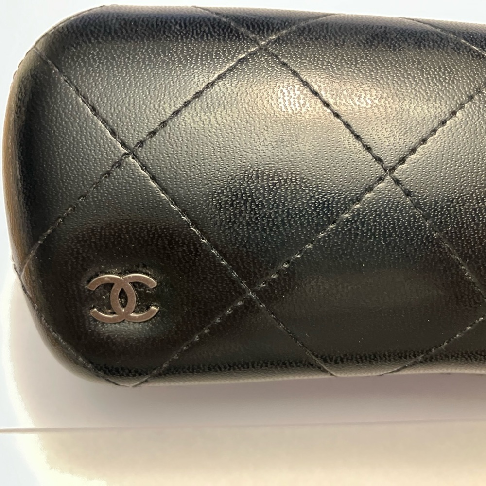CHANEL Black Quilted Caviar Leather Sunglass Eyeglass Case Made in Italy - Picture 7 of 15
